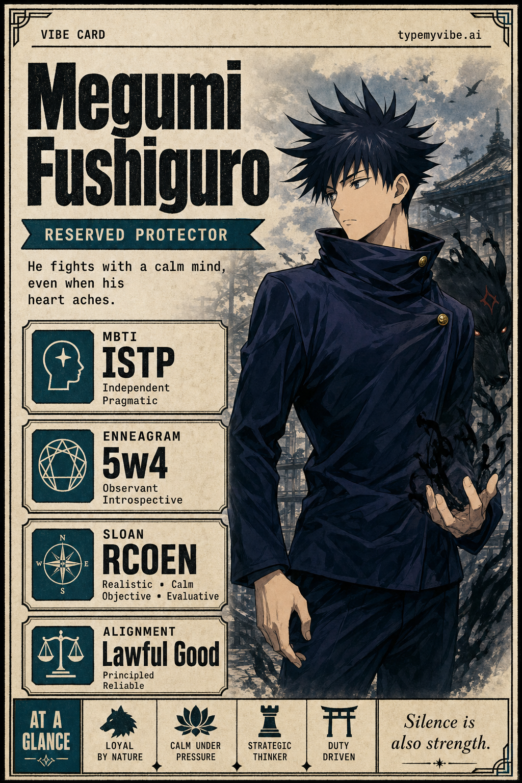 Megumi Fushiguro Personality Type: MBTI, Enneagram & Big Five