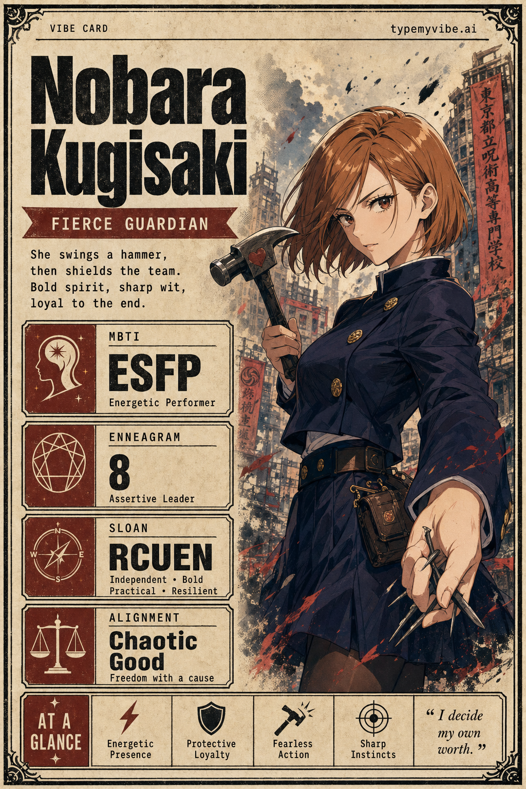 Nobara Kugisaki vibe card