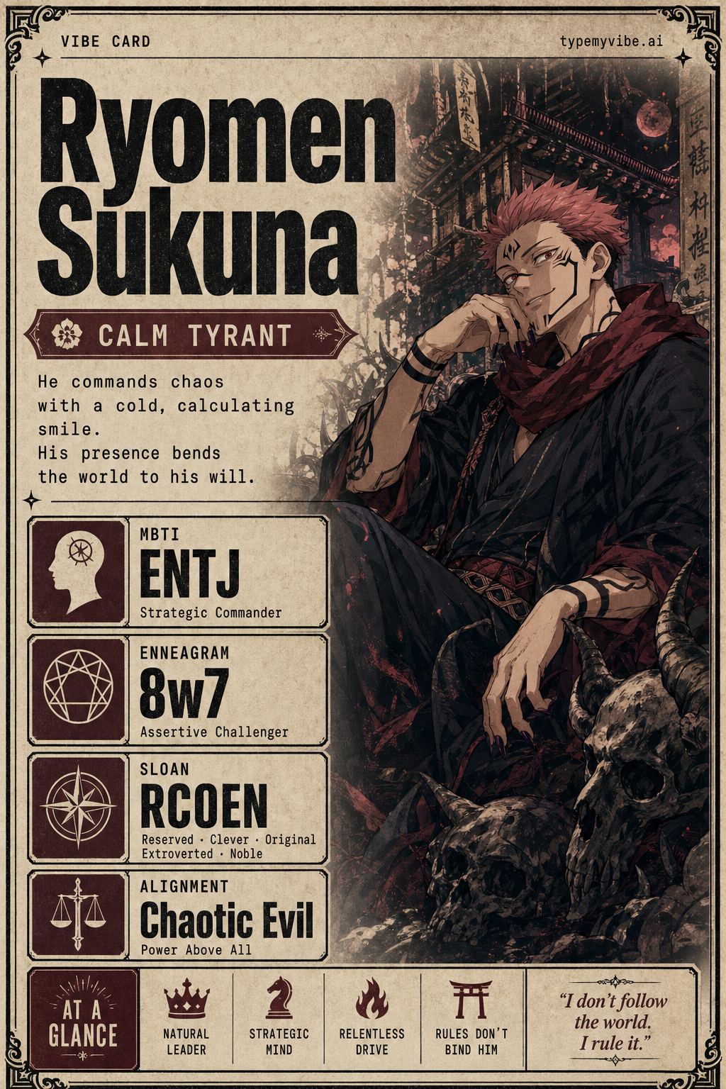 Ryomen Sukuna vibe card